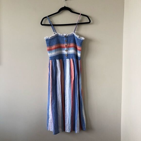 Angie Smocked Bodice Stripe Midi Dress - Picture 3 of 8